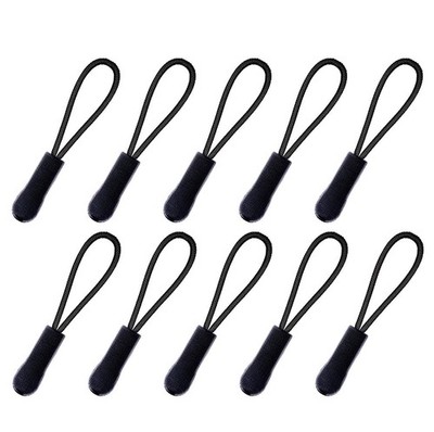BEADNOVA Durable Zipper Pull Zip Tab Tag Cord Extension Black-10p