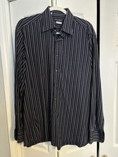 mens dolce and gabbana Dress Shirt Gray Black Stripe classic Fit 17 43 Vintage