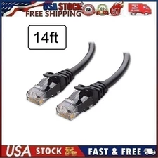 Cable Matters 10Gbps Snagless Short Cat 6 Ethernet Cable 14 ft Black NEW