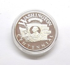 1989 Security Pacific Bank Washington Centennial, 1 Oz .999 Silver Proof Round