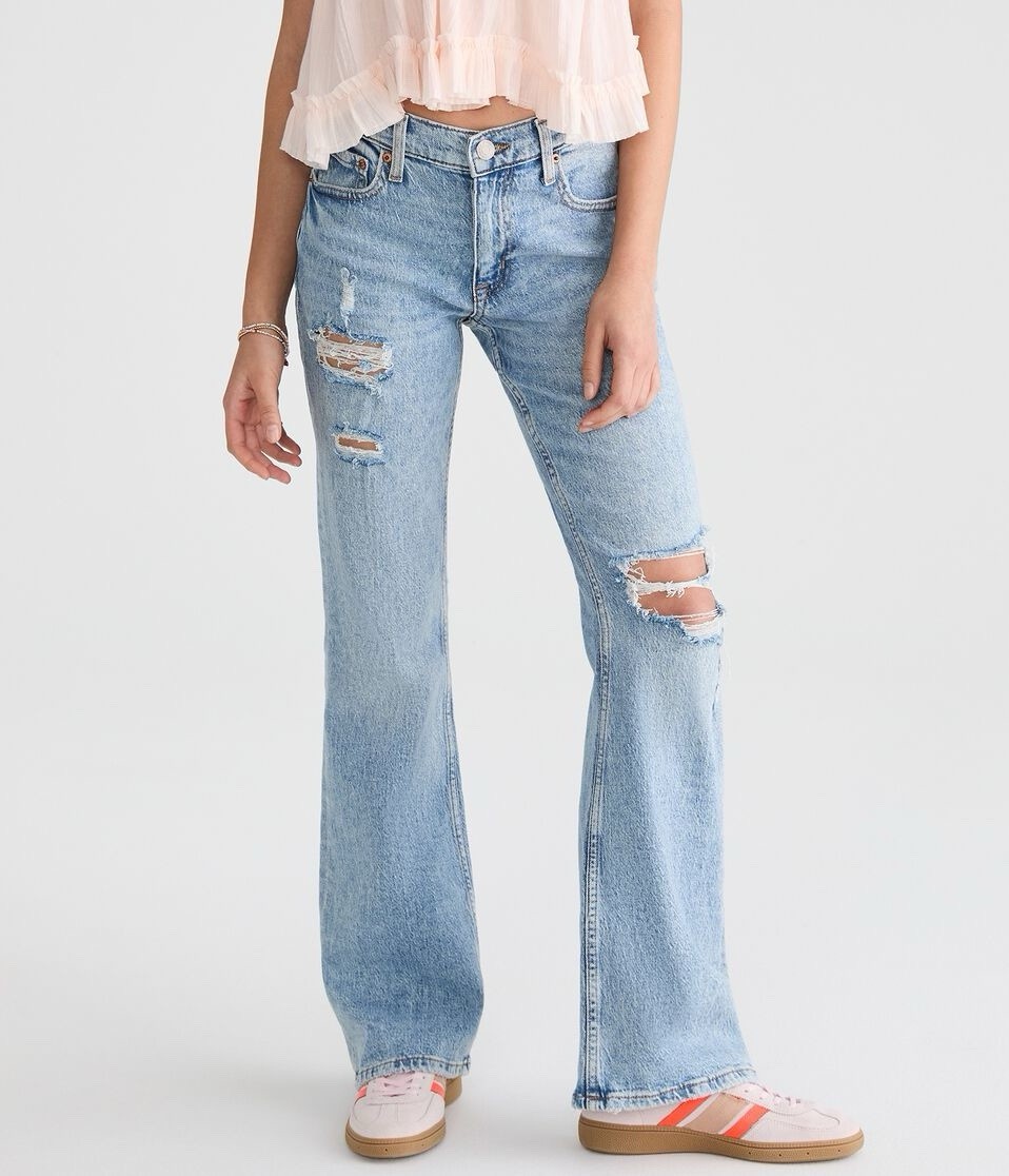 Aeropostale Women’s High Rise Light Denim Flare Distressed Jeans Size 6R