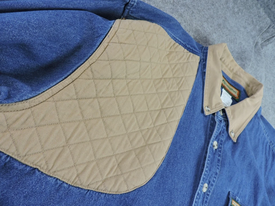 Camisa Remington Para Hombres 2XL XXL Tiro Denim Lavado Pesada Manga Larga Botón Foto 4 de 4