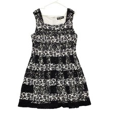 Karl Lagerfeld Womens Parisian Chic Lace Floral Dress 14 Black Sleeveless NEW