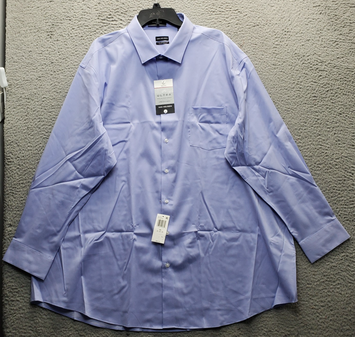 Van Heusen Dress Shirt Mens 20 Purple Ultra Wrinkle Free Tall Fit Stretch  Oxford | eBay