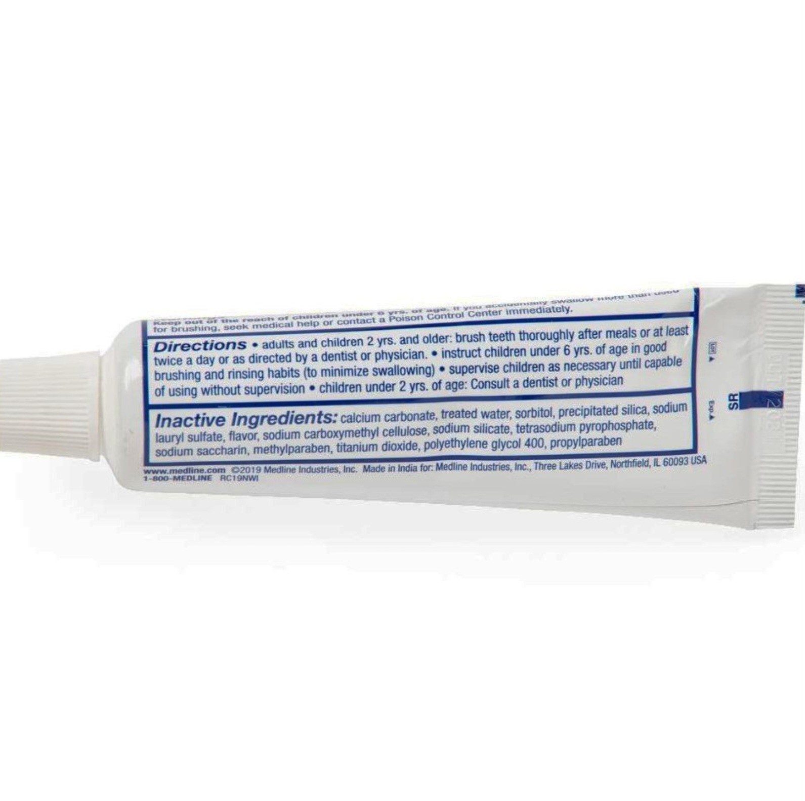 Medline Sparklefresh Fluoride Toothpaste Mint 2.75 Oz Travel Size Sensitive 