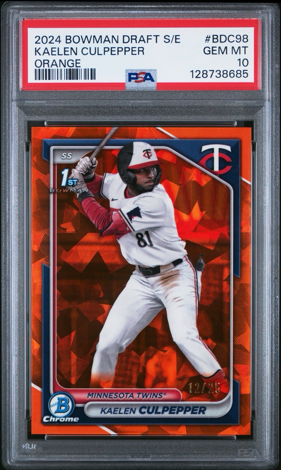 Kaelen Culpepper 2024 Bowman Draft Sapphire 1st Orange /25 PSA Gem Mint 10!
