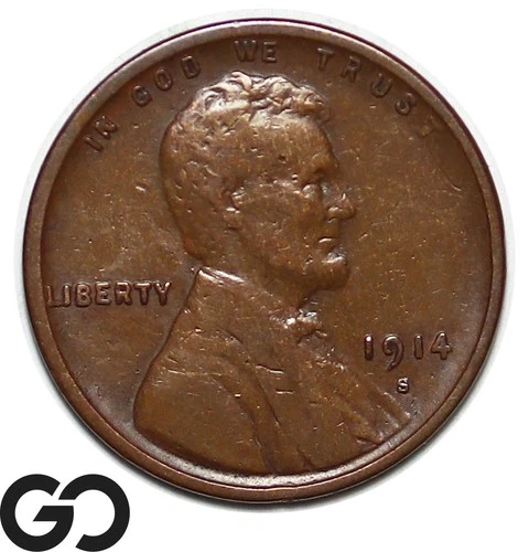 1914-S Lincoln Cent Wheat Penny, Choice XF