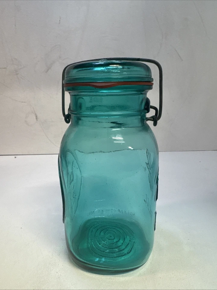 Tarro de conservas American Eagle Ball verde de 1 cuarto con cable de goma de vidrio Foto 3 de 4