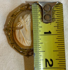Antique VICTORIAN CAMEO gold filigree LADY HEAD angel skin coral PIN — photo 3