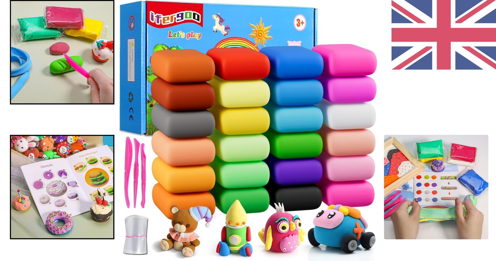 Fun and Safe Air Dry Clay Kit - 24 Vibrant Colors for Kids’ Creativity