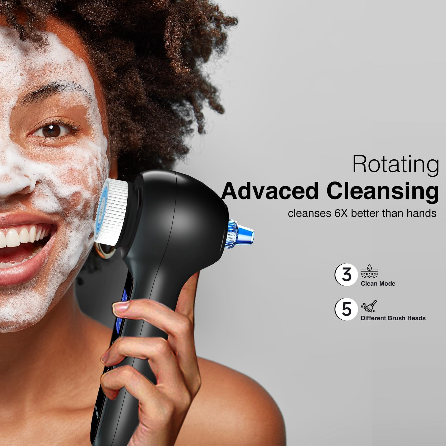 Face Scrubber Exfoliator with LCD Screen,Rechargeable Facial Cleansing Brush IPX