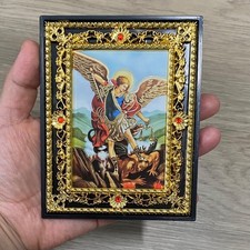 "Icono San Miguel Arcángel Imagen de plástico de 4,8"" San Miguel Arcángel"