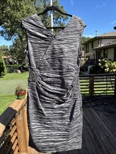 Calvin Klein Silver Grey Sheath Ruched Dress Sleeveless Size 12