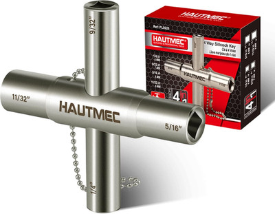 HAUTMEC 4 Way Sillcock Water Key, 1/4'', 9/32'', 5/16'', 11/32'' Steel Multi-Functio