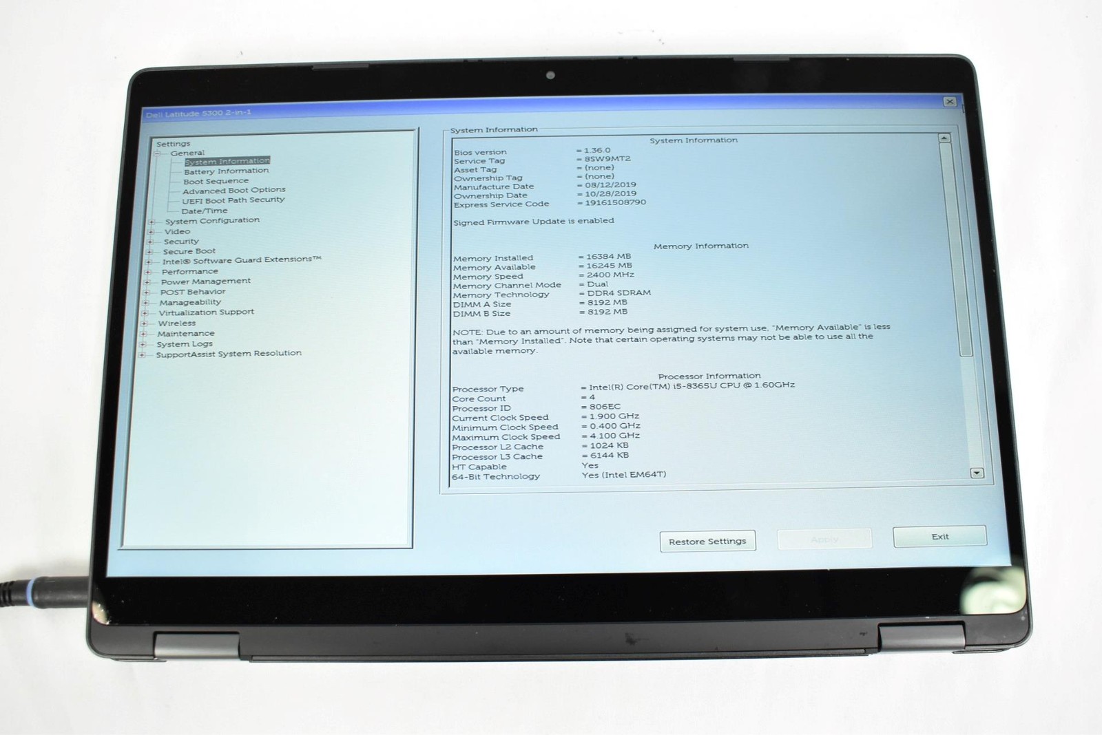 Dell Latitude 5300 2-in-1, 13.3-Inch Laptop, with Intel Core i5 8th Gen., No OS