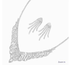 Claire  s Silver Crystal Short Fringe Jewelry Set - 2 Pack