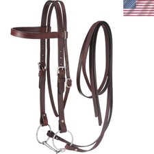 Doubled Leather Browband Bridle for Draft Horses - Dark Oil Finish