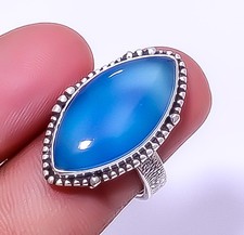 Chalcedony - Brazil 925 Sterling Silver Solitaire Handmade Ring Adjustable R5 
