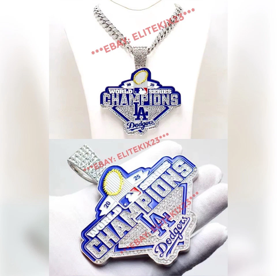 2025 LA ANGELES DODGERS SERIE MUNDIAL CAMPEONATO COLLAR ANILLO CADENA WS Foto 2 de 2