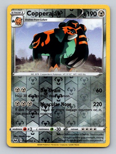 Copperajah 137/202 Rare Sword & Shield Pokemon Reverse Holo Lightly Played