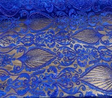 Royal Beaded Lace Fabric, Sequined Embroidered Tulle, Bridal Lace Evening Gown
