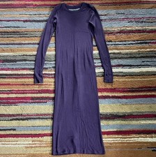 Enza Costa Maxi Dress Size XS Purple Ribbed Long Sleeve Stretch Knit Casual