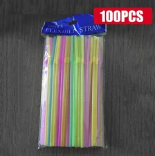 100PCS Colorful Flexible Drinking Straws: Party Wedding Supplies - NEW