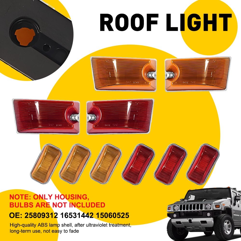 10pcs Amber Red Cab Marker Roof Running Lights For 2003-2009 Hummer H2 Sut Suv M