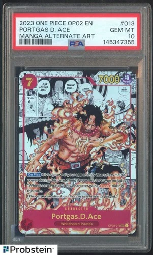 2023 One Piece OP02 En Manga Alternate Art #013 Portgas D. Ace PSA 10 GEM MINT
