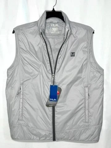 Huk Waypoint Insulated Vest Mens Large Gray Primaloft Fishing Full Zip New NWT