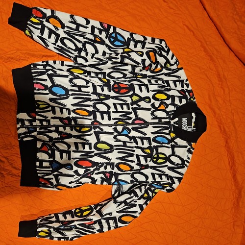 Love Moschino All Over "love" Print Graffiti Bomber Jacket Size usa34 I50
