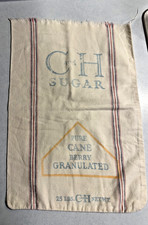 Vintage C & H Sugar Feedsack Open Seam Blue & Red Stamp