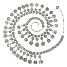 TianBo Vintage Antique Silver Color Coin Tassels Pendant Belly Dance Body Cha...