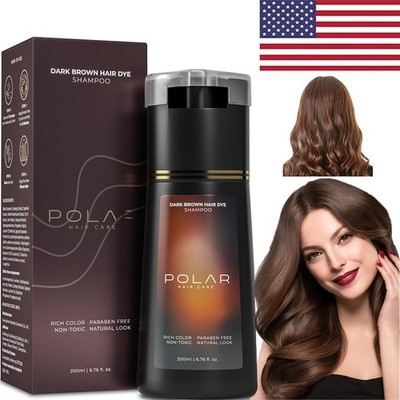 200ML Polar Hair Dye Shampoo, Color Shampoo Hair Dye for Women Men *Dark Brown*