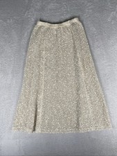 Pallas Irish Linen Hand Loomed Crochet Skirt Medium pull on Cream Coastal Boho