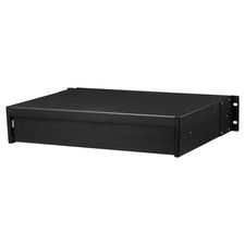 17.3" L x 12.2" D x 3.3" H Black 2U Rack Mount Drawer with Lock and Key