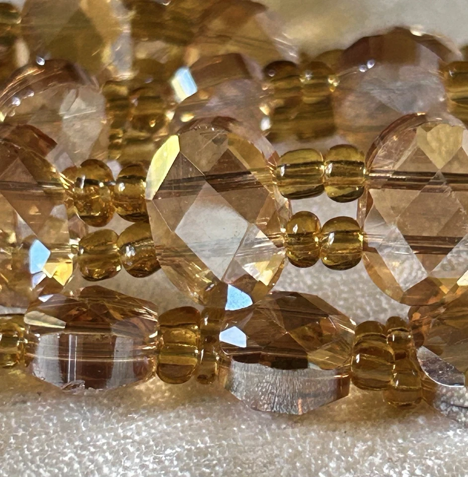 双孔黄色黄玉平椭圆形 AB 串珠项链  — 第 2/3 张图片