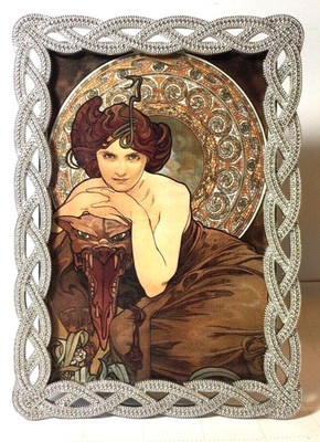 Alphonse Mucha Beautiful Girl Dragon 5''x7'' Art Nouveau Metal Framed Print Glass