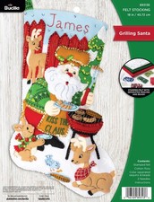 Bucilla Grilling Santa Felt Applique Stocking Kit Holiday Embroidery Craft