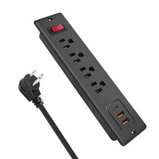 4 Outlets Recessed Power Strip with USB C 20W, Fast Charge Desktop Power Outl