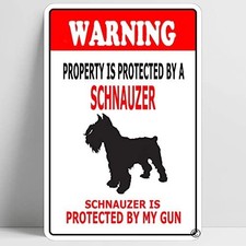 Tin Metal Sign Beware of Schnauzer Funny Wall Art Decor 8x12