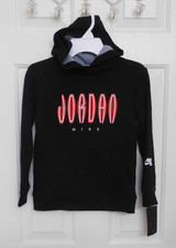 NWT Nike Jordan Black Hooded Sweatshirt Red White Logo sz 7