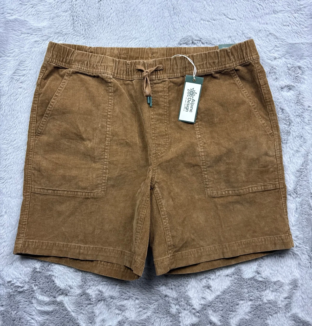 Alpine Desgn Shorts Mens Large Brown Corduroy Hiking Outdoor UPF 50