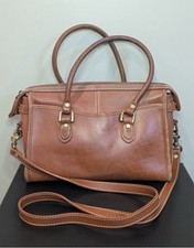 Vintage Liz Claiborne Brown Leather Carrier Case Handbag/ Crossbody Purse