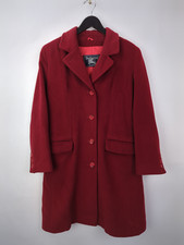 VINTAGE BURBERRYS Women's Sz US 10 Red Wool Topcoat Overcoat Lambswool Angora
