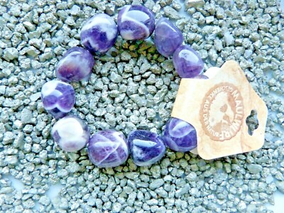 AMETHYST Edelstein Stretch ARMBAND Nuggets 90 Gramm Durchmesser Steine 20 mm