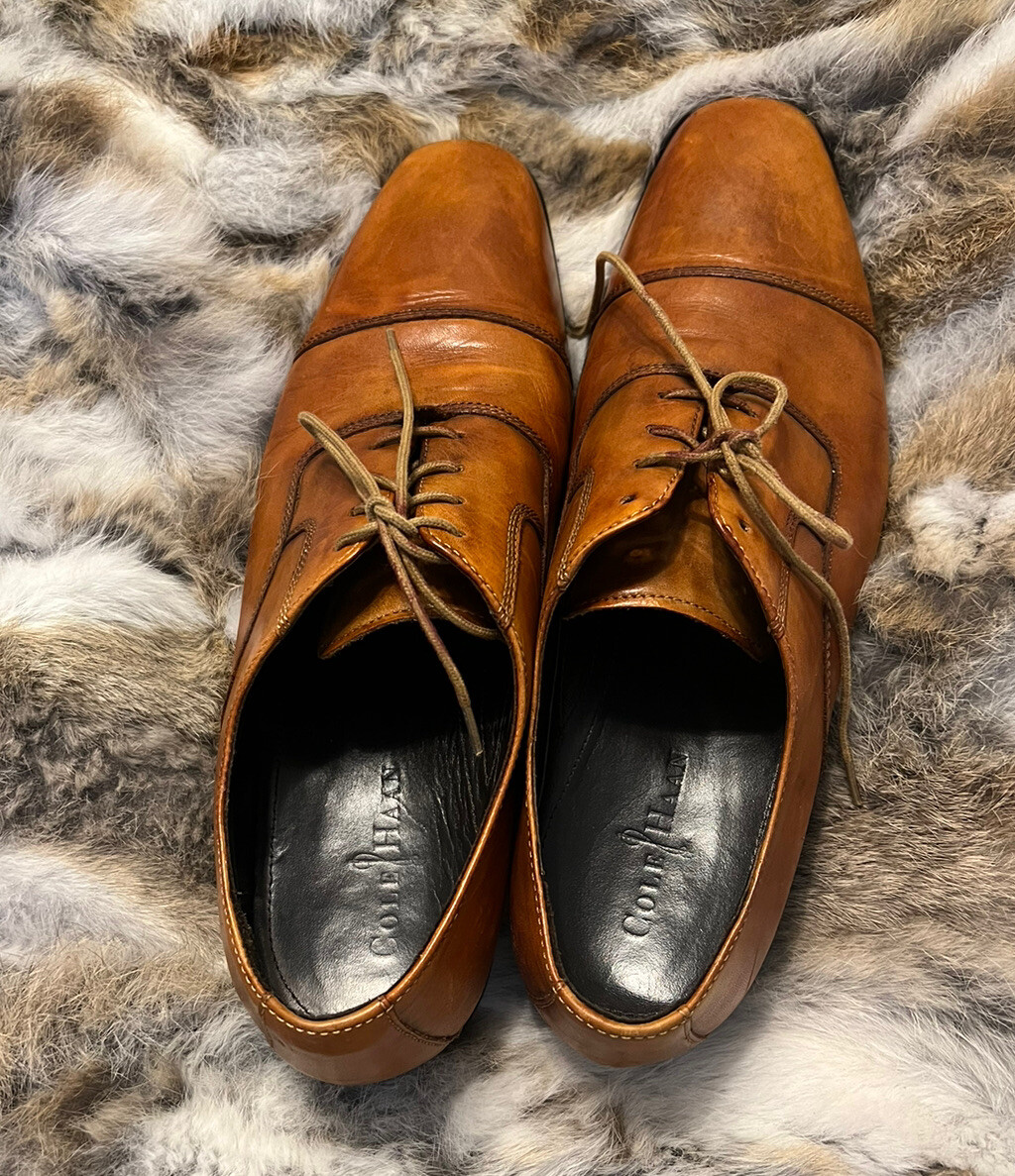 Cole Haan Chestnut Leather Cap Toe Derby Lace-Up Dress Shoes  display picture 1