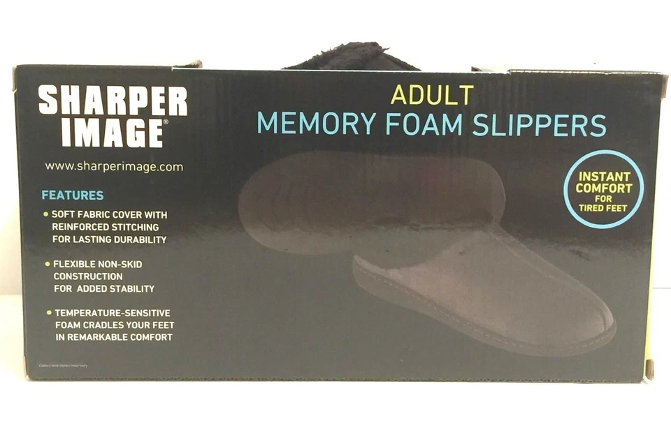 Mens 8-9 Memory Foam House Slippers SHARPER IMAGE Black Size M NEW Womens 9-10 - Image 3 of 4