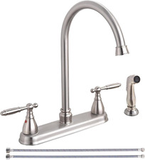 Kitchen Faucet with Side Sprayer, Stainless Steel Faucet for Kitchen Sinks 3 Hol
