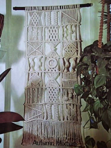 1970s Wall Hanging Plant Hanger Wind Chimes Turtle Bird Cage Macrame Pattern - Picture 6 of 8